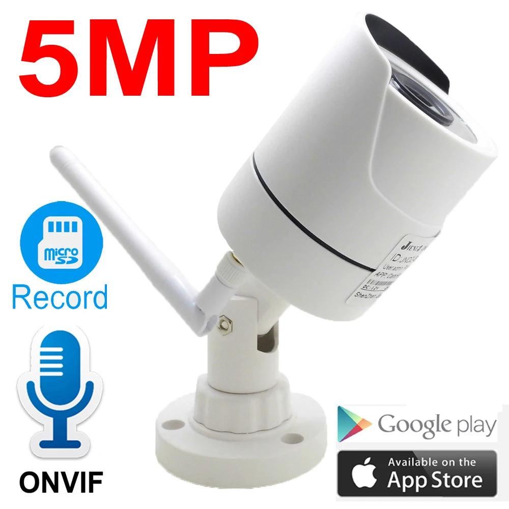 JIENUO 5MP WiFi IP Security Camera | Outdoor Waterproof ONVIF CCTV with Night Vision