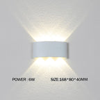 Wall-mounted light fixture on a textured wall with power and size information displayed.