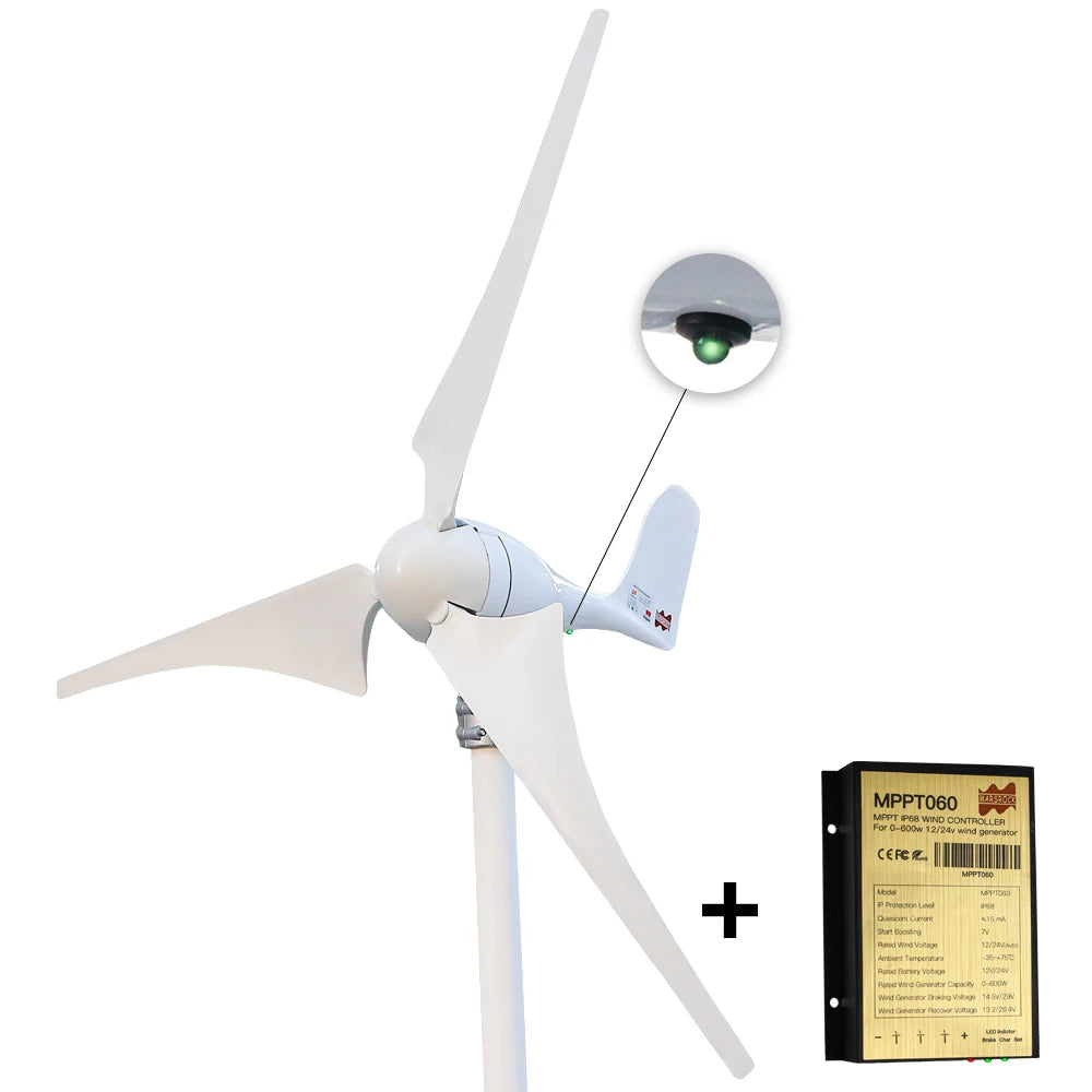 White wind turbine with a control panel on a white background