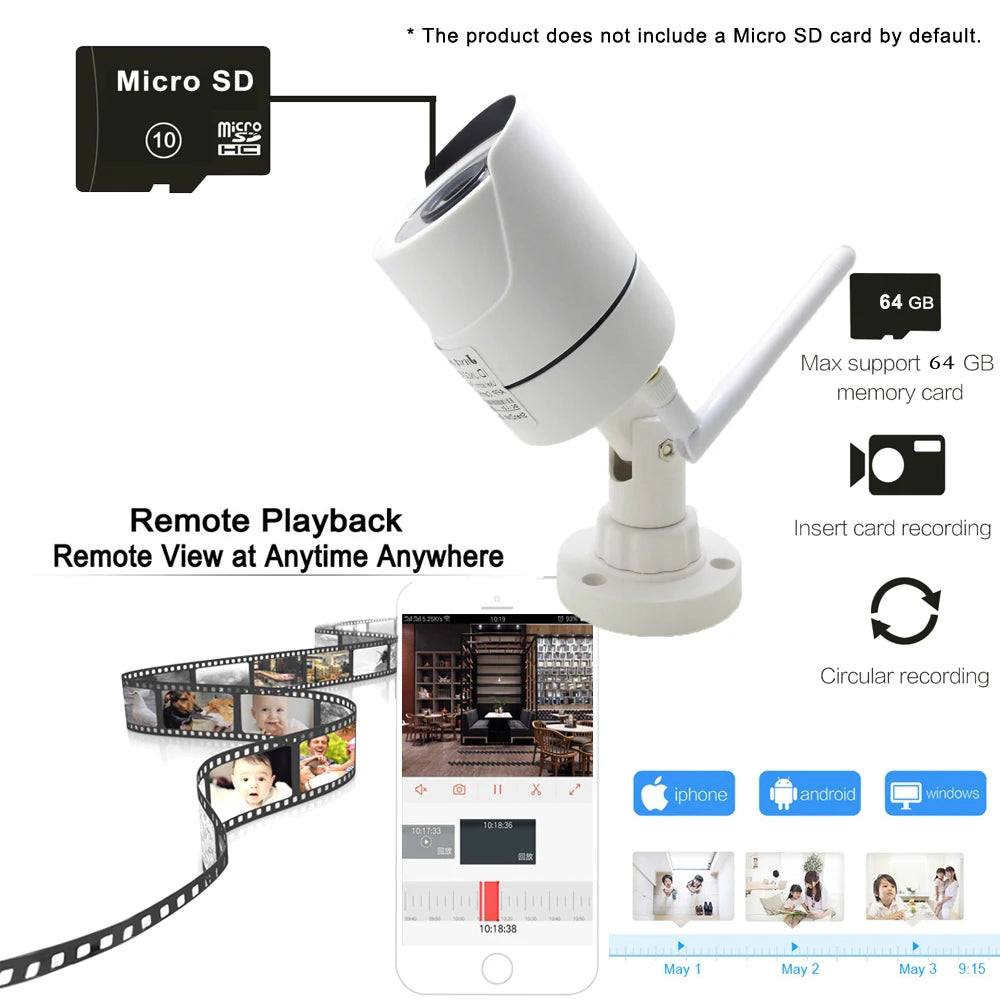 JIENUO 5MP WiFi IP Security Camera | Outdoor Waterproof ONVIF CCTV with Night Vision