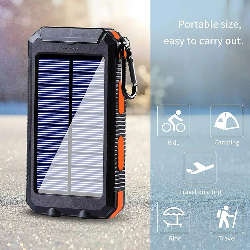 High-Capacity 50000mAh Solar Power Bank – Portable Multi-Device Charger with Dual USB, USB-C & Flashlight