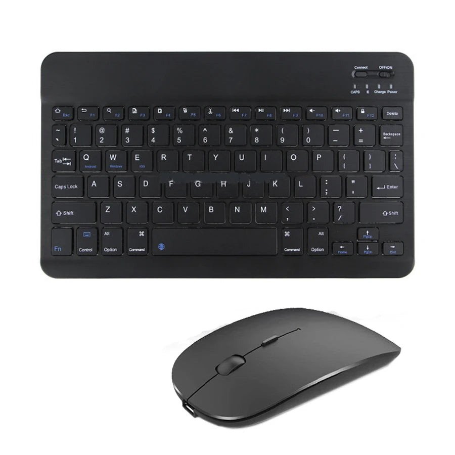 Black keyboard and mouse set on a white background