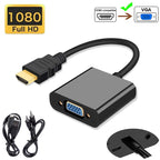 HDMI to VGA adapter with cables on a white background