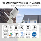 JIENUO 5MP WiFi IP Security Camera | Outdoor Waterproof ONVIF CCTV with Night Vision