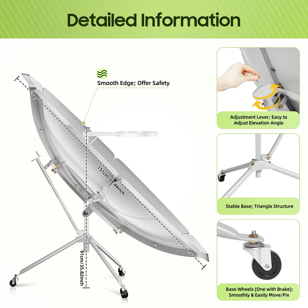 Collapsible chair with features highlighted on a white background