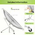 Collapsible chair with features highlighted on a white background