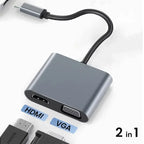 2-in-1 HDMI to VGA adapter with USB-C cable on a white background