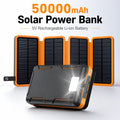 Portable 50000mAh Solar Power Bank 5V – Foldable Solar Charger with LED Flashlight for Outdoor Use