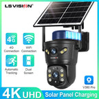 4G /WIFI Outdoor Solar Camera 8MP Dual Lens PIR Sim Card built in Night Vision Waterproof Security Camara Battery CCTV