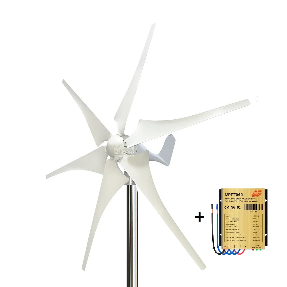 White wind turbine with control panel on a white background