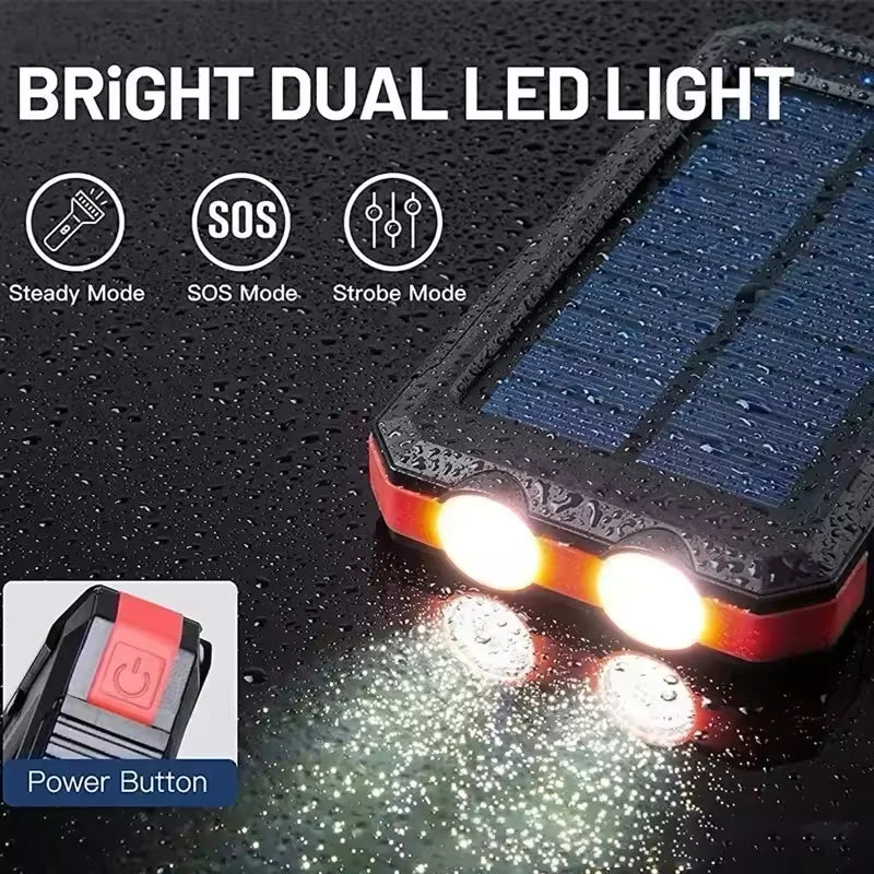 High-Capacity 50000mAh Solar Power Bank – Portable Multi-Device Charger with Dual USB, USB-C & Flashlight