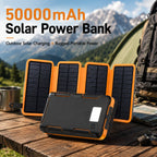 Portable 50000mAh Solar Power Bank 5V – Foldable Solar Charger with LED Flashlight for Outdoor Use
