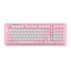 Pink keyboard with decorative keys on a white background
