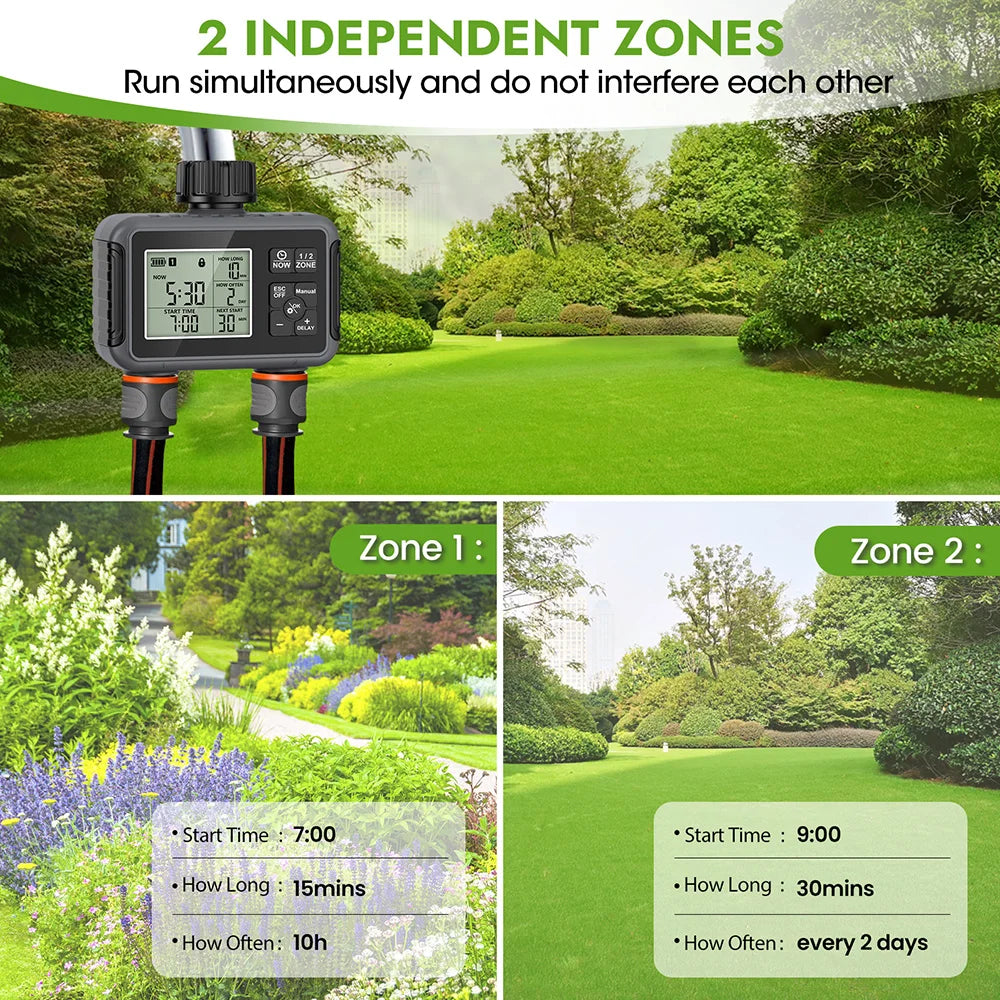 Gardening controller with schedule display in a garden setting