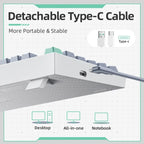 Detachable Type-C cable with connectivity icons for desktop, all-in-one, and notebook on a white background.