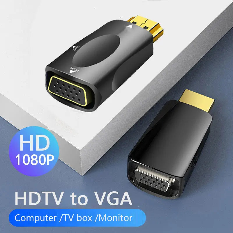 HDMI Female to VGA Male Adapter with Audio Port – Full HD 1080P Video Converter
