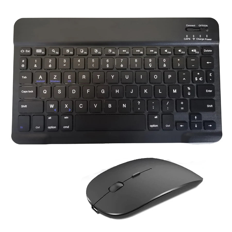 Black keyboard and mouse set on a white background