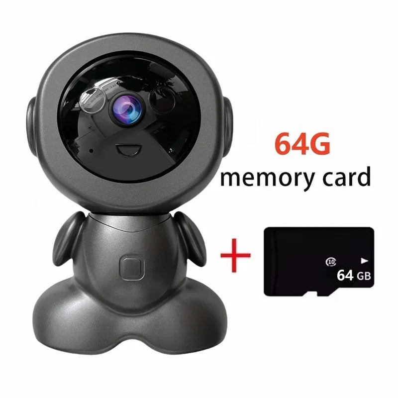 8MP WiFi PTZ Security Camera | AI Smart Tracking Robot Camera with Color Night Vision & Two-Way Audio Baby Monitor
Black camera with a 128GB memory card on a white background