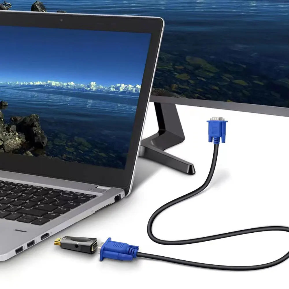 HDMI Female to VGA Male Adapter with Audio Port – Full HD 1080P Video Converter