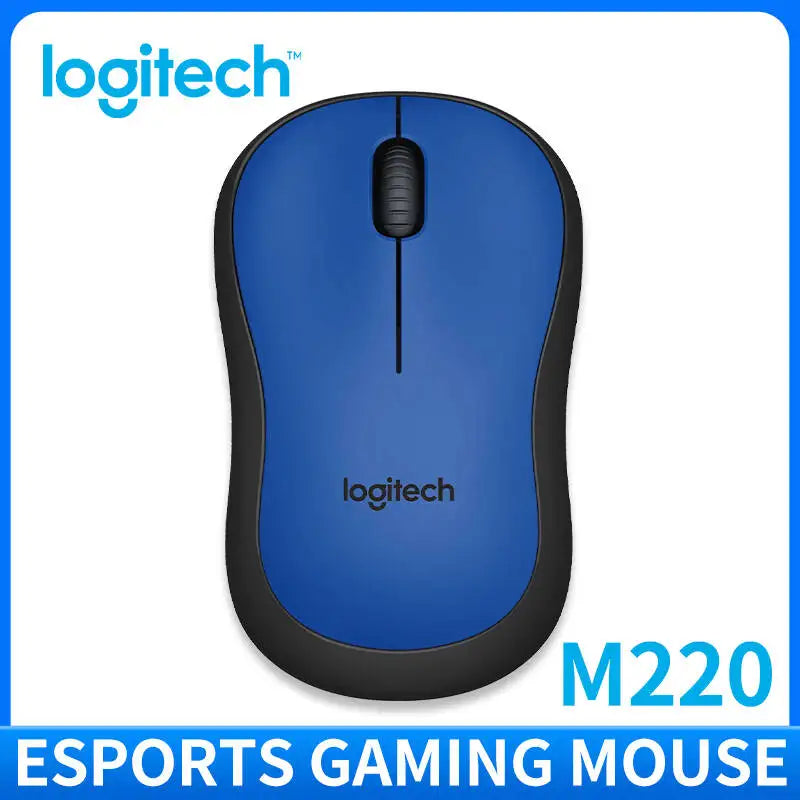 Blue Logitech M220 esports gaming mouse on a white background