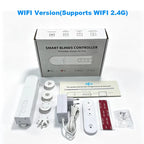 Smart blinds controller packaging with accessories on a white background