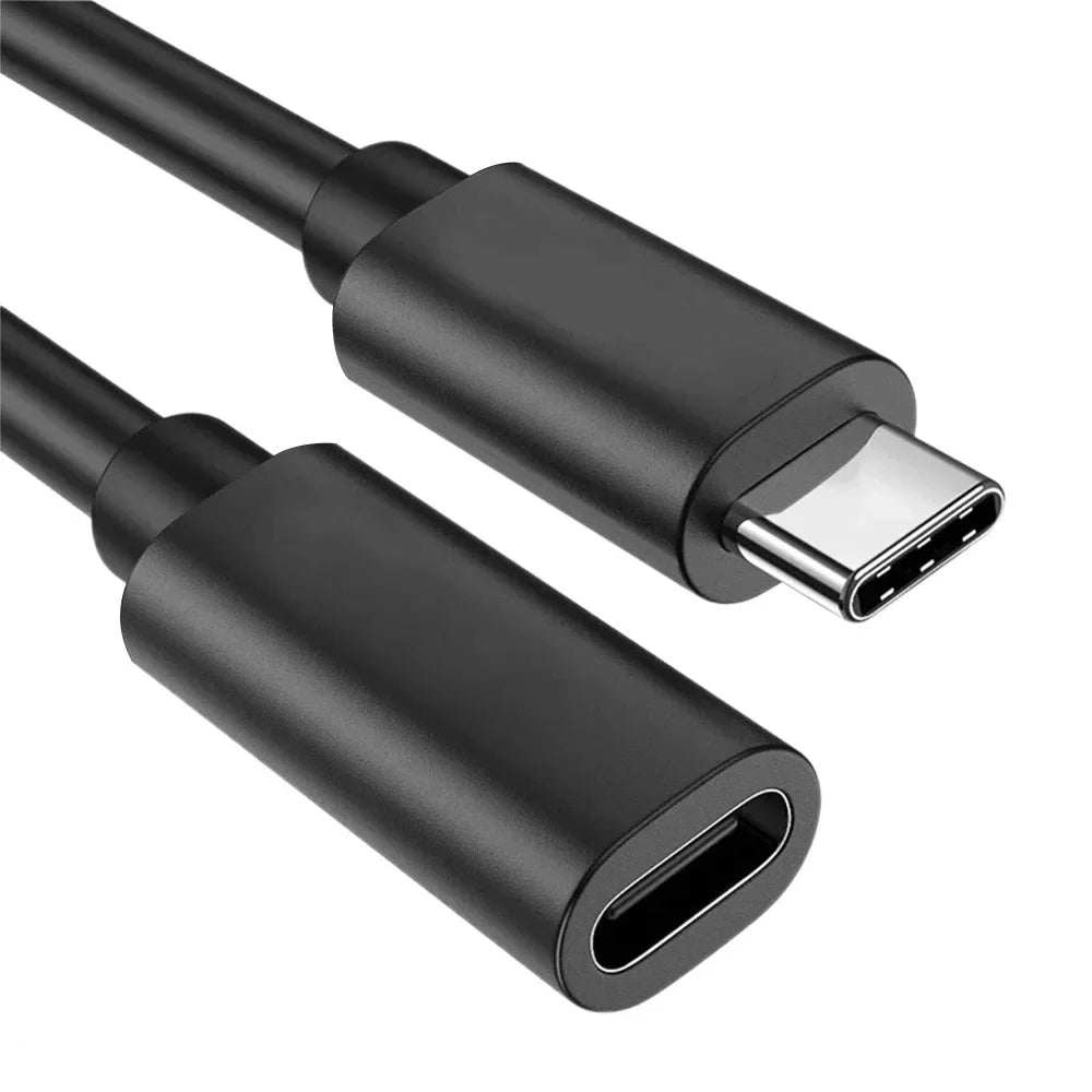 USB-C Type-C Male to Female Extension Cable 60W 3A – Gold-Plated Fast Charging & Data Extender Cord (0.5m / 1m / 1.5m)