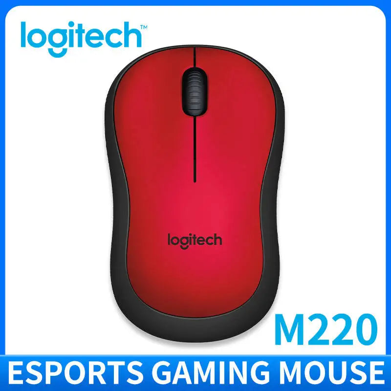 Red Logitech M220 esports gaming mouse on a white background