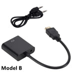 Black audio adapter with USB cable and 3.5mm plug on a white background