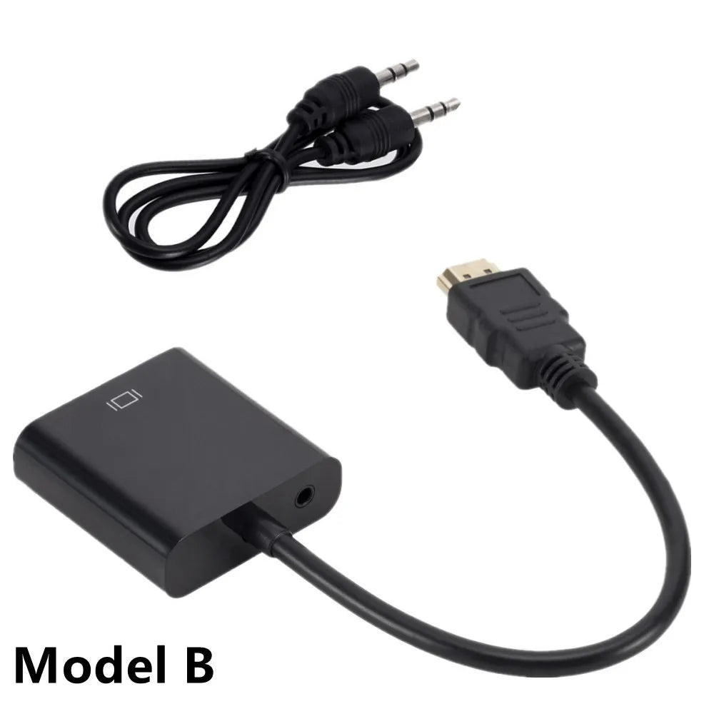 Black audio adapter with USB cable and 3.5mm plug on a white background