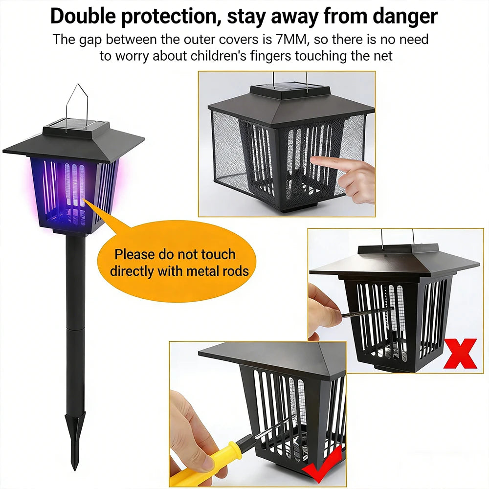 Solar-Powered Bug Zapper Lamp – Waterproof UV Mosquito & Insect Killer for Patio, Garden, Camping & Home