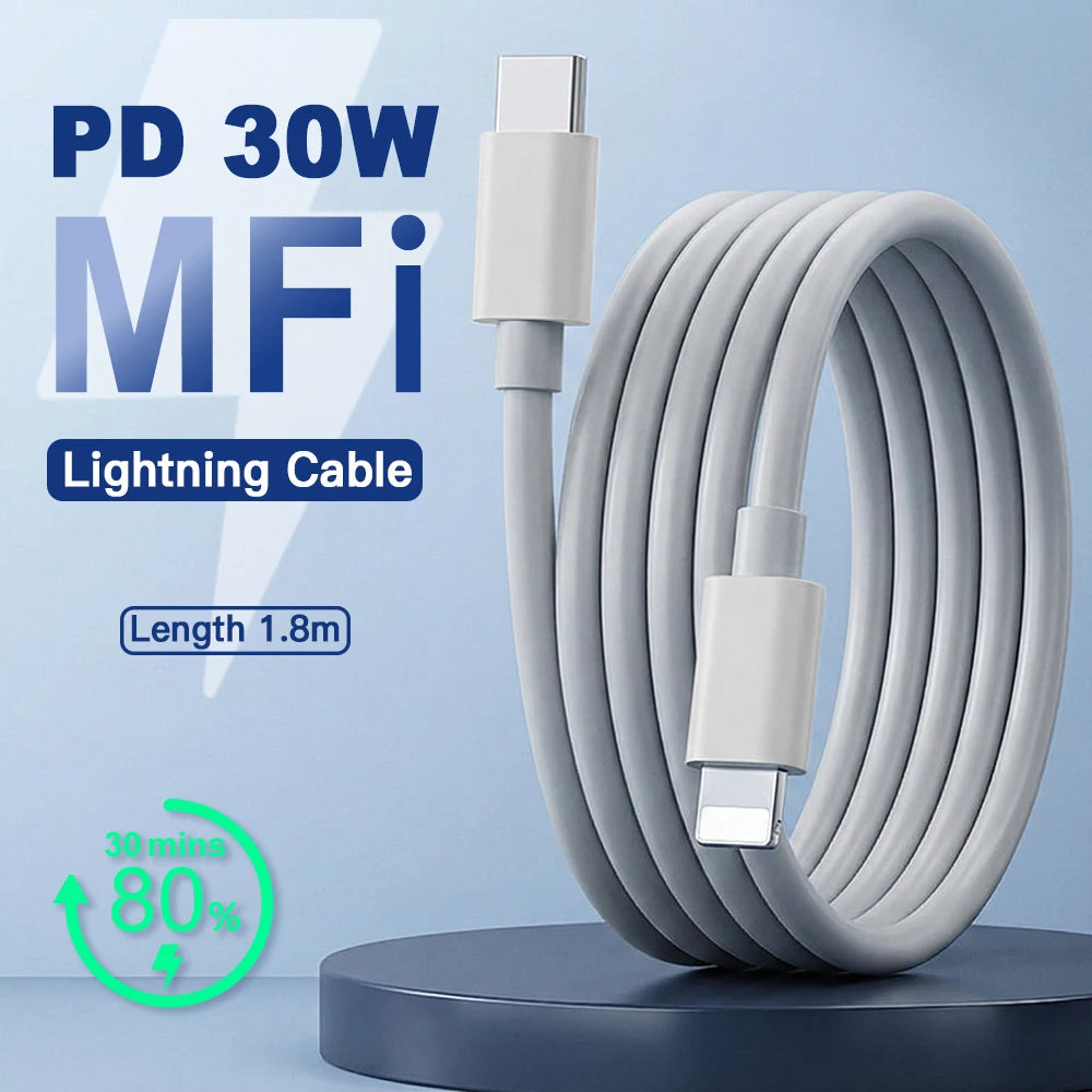 USB-C to Lightning Cable for iPhone 14/13/12/11 – MFi Certified PD 30W Fast Charging & Data Sync Cord