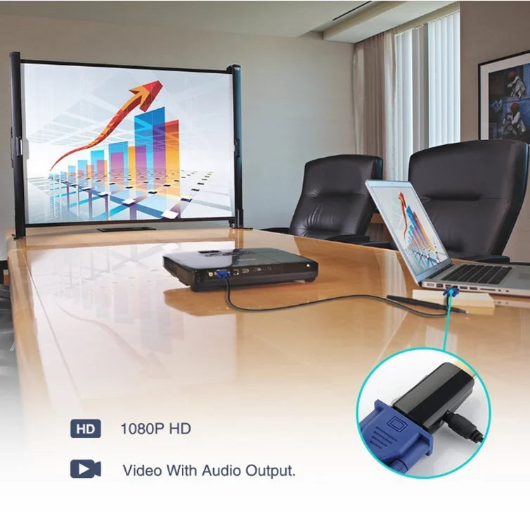 HDMI Female to VGA Male Adapter with Audio Port – Full HD 1080P Video Converter