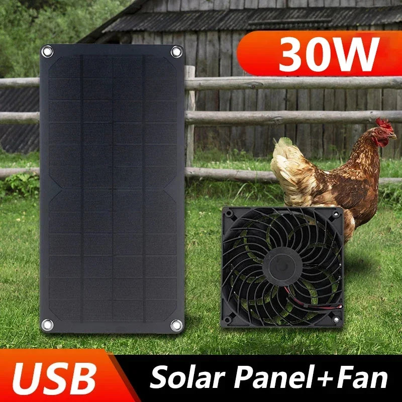 Solar Powered Ventilation Fan 30W 12V – Mini Exhaust Fan for Chicken Coop, Dog House & Shed Cooling