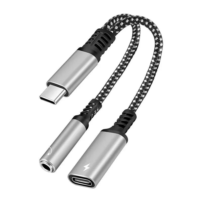 USB-C to 3.5mm Headphone & Charger Adapter 3-in-1 60W PD Fast Charging Audio DAC