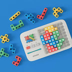 Colorful building block set on a blue background with 'Giliker' branding.