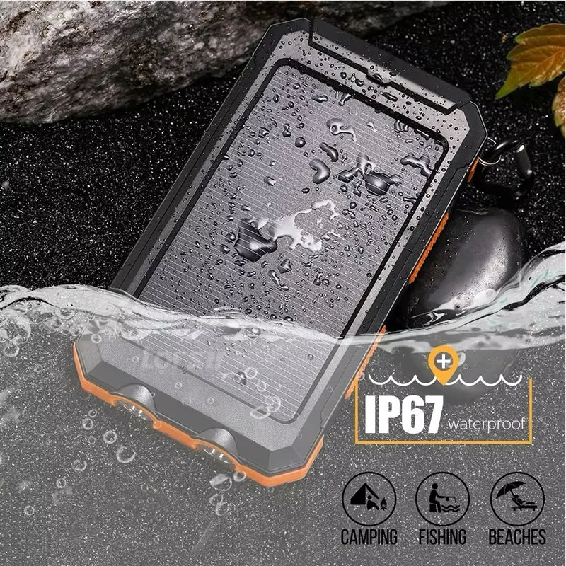 High-Capacity 50000mAh Solar Power Bank – Portable Multi-Device Charger with Dual USB, USB-C & Flashlight