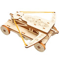 Wooden model car kit on a white background