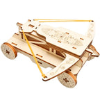 Wooden model car kit on a white background