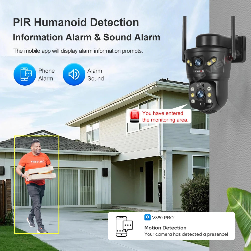 4G /WIFI Outdoor Solar Camera 8MP Dual Lens PIR Sim Card built in Night Vision Waterproof Security Camara Battery CCTV