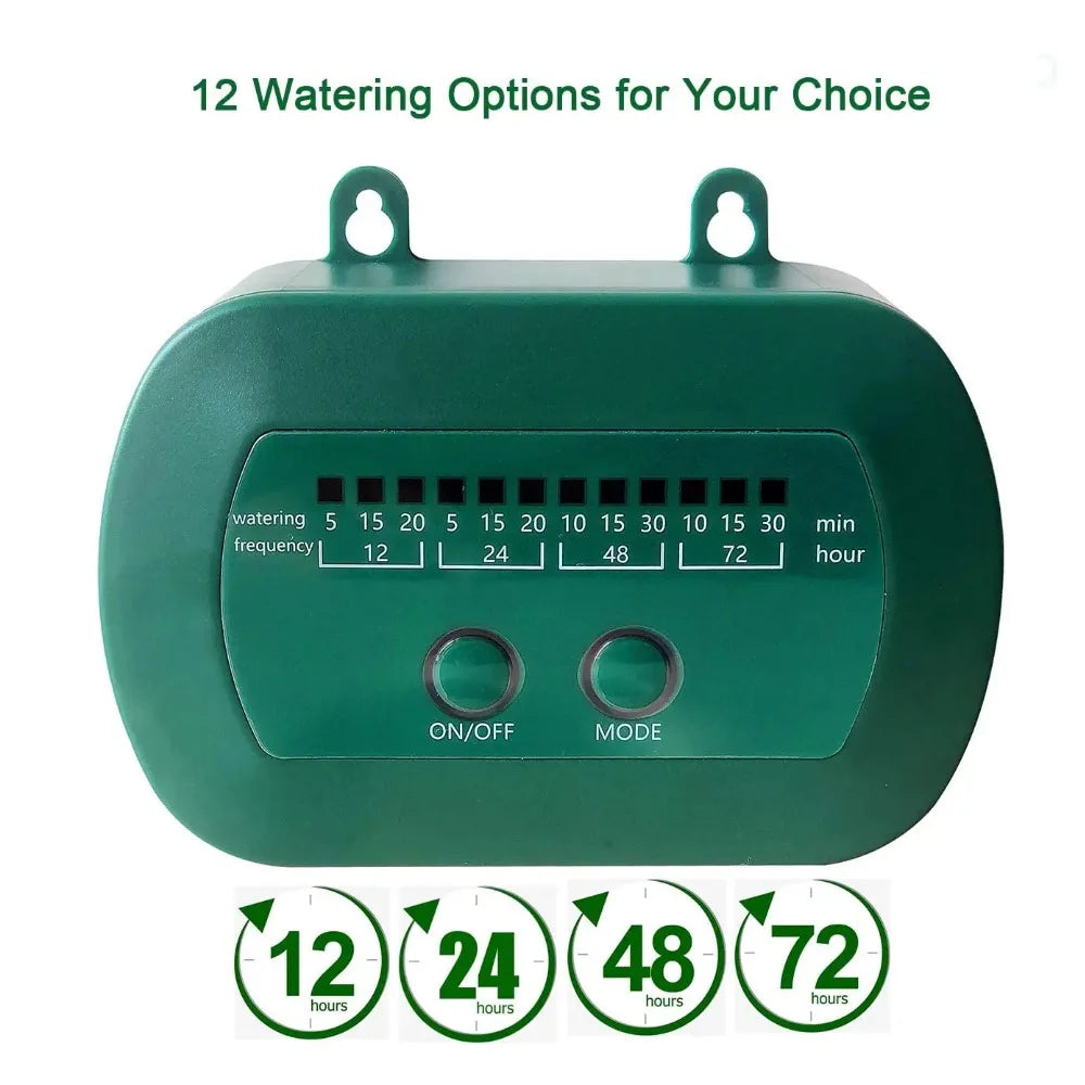 Green electronic device with timer settings on a white background