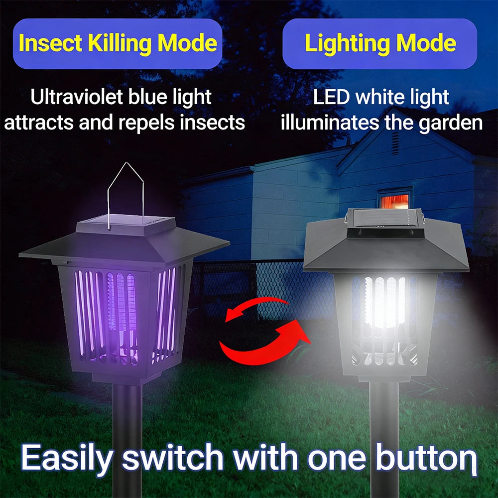 Solar-Powered Bug Zapper Lamp – Waterproof UV Mosquito & Insect Killer for Patio, Garden, Camping & Home