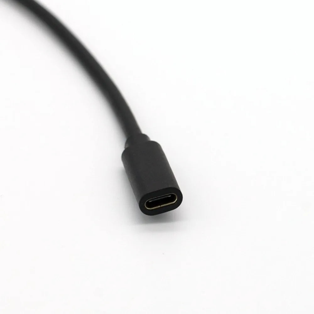 Black USB-C cable on a white background