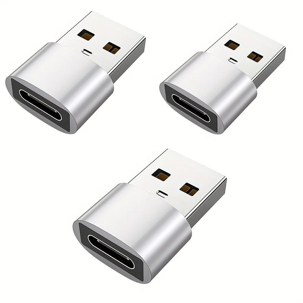 Three USB-C to HDMI adapters on a white background