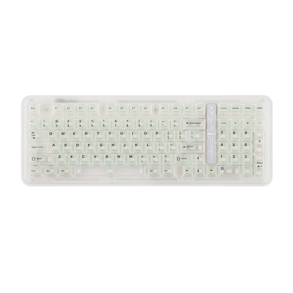 Transparent keyboard on a white background