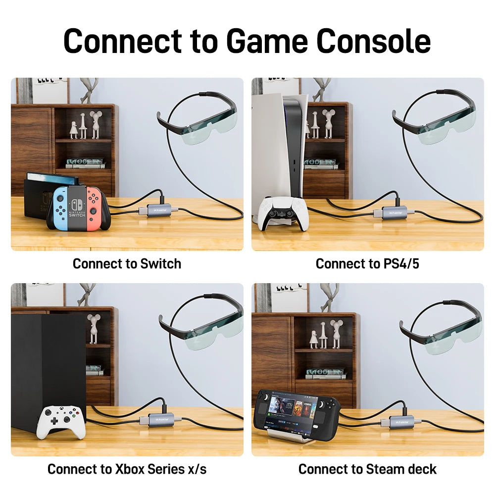 HDMI to USB-C Adapter 4K60Hz for AR Glasses, Nintendo Switch 2, PS5, Xbox & Steam Deck