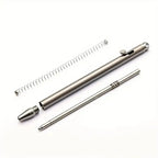 Metallic pen with a coiled spring on a white background