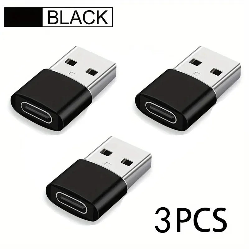 3-Pack USB-C Female to USB-A Male Adapter – Fast Charging & OTG Converter for iPhone 16/15/14/13/12, Android