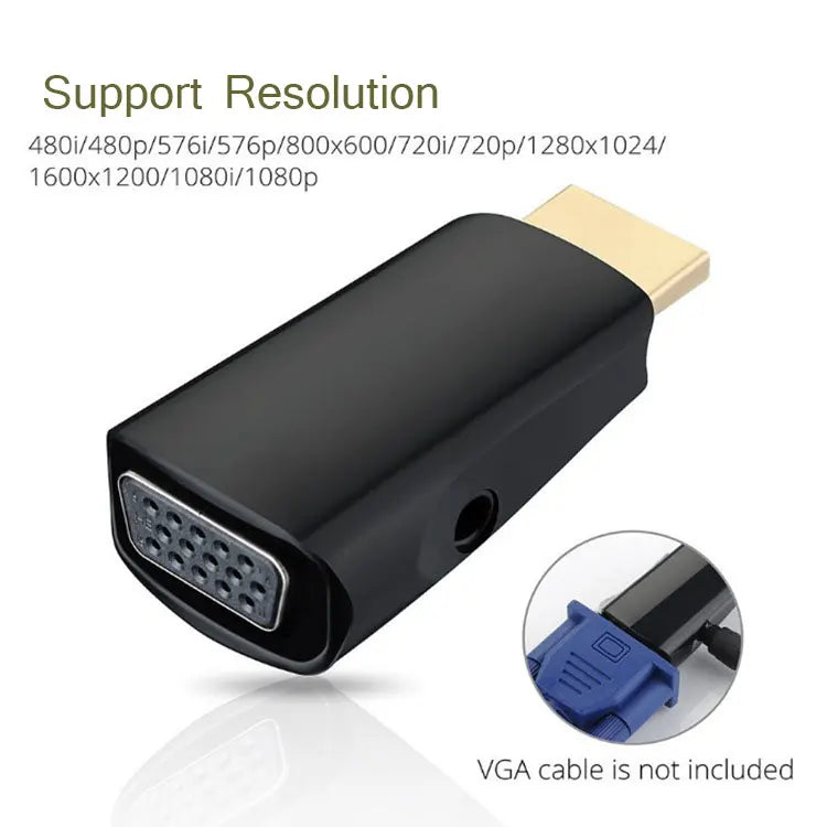 HDMI Female to VGA Male Adapter with Audio Port – Full HD 1080P Video Converter