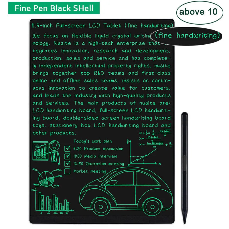 11.5-inch full-screen LCD tablet with black pen on a white background