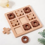 Wooden puzzle with circular pieces on a light background